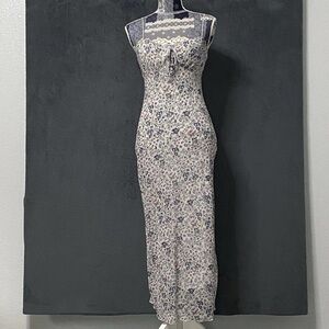 No Comment Y2K Baby doll Maxi Dress Womens M Spaghetti Strap Floral Whimsy Fairy